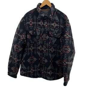 Jachs New York‎ Mens Wool Blend Sherpa Lined Southwestern Print Shirt Jacket